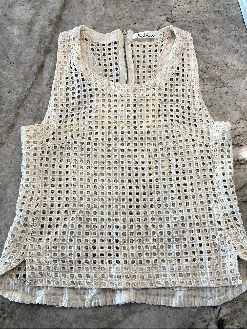 Solitaire Openwork Tank Top in Cream Like New